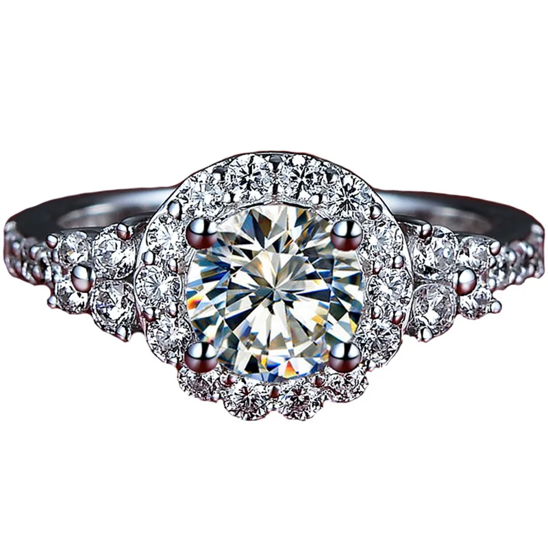 

Sterling Silver color Natural 1 Carat Jewelry Open Rings for Women De Silver 925 Jewelry Bizuteria Gemstone Adjustable Rings