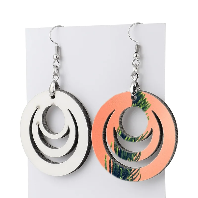 

Jewelry Fashion Earring Dye Sublimation Blank Circle Shape Earrings 10 pair/lot A0061