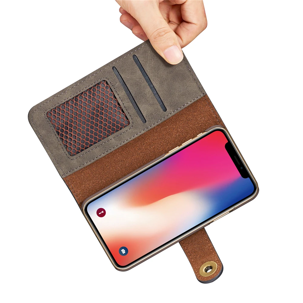 Magnetic Removable Back Leather Cover for Iphone 11 Pro MAX XR X XS 8 7 6 Plus Case Card Wallet Flip |