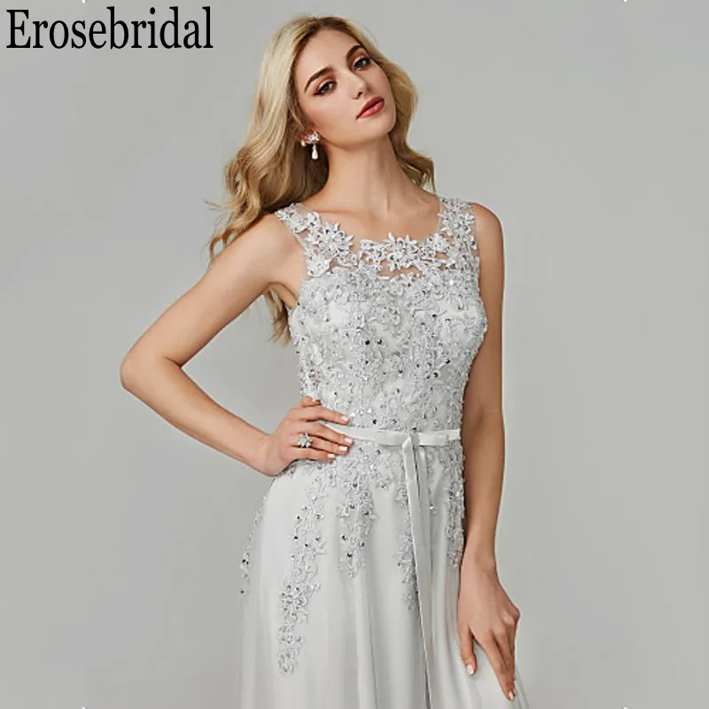 Erosebridal Элегантные Формальные платья Вечерние серые кружевные вечерние с бисером