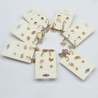 Винтажный комплект женских серег-гвоздиков из смолы, 3 пары, жемчужины, бабочки, корейский стиль, сердце, золото, злые глаза, змея, модные ювелирные украшения 2021, 202151