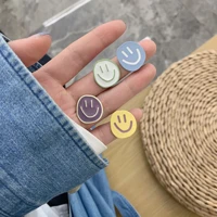 yaologe 2021 for women trendy colorful smile round stud earrings geometric alloy ear accessories girls fashion party jewelry