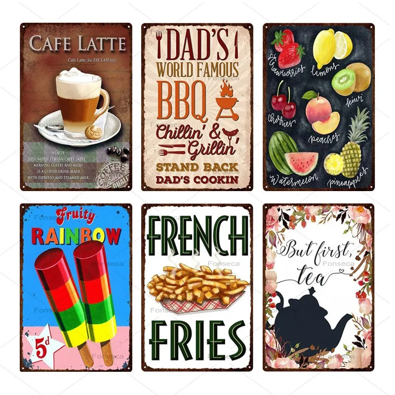Барбекю шеф-повара винтажные металлические знаки кофейные пирожные жестяные