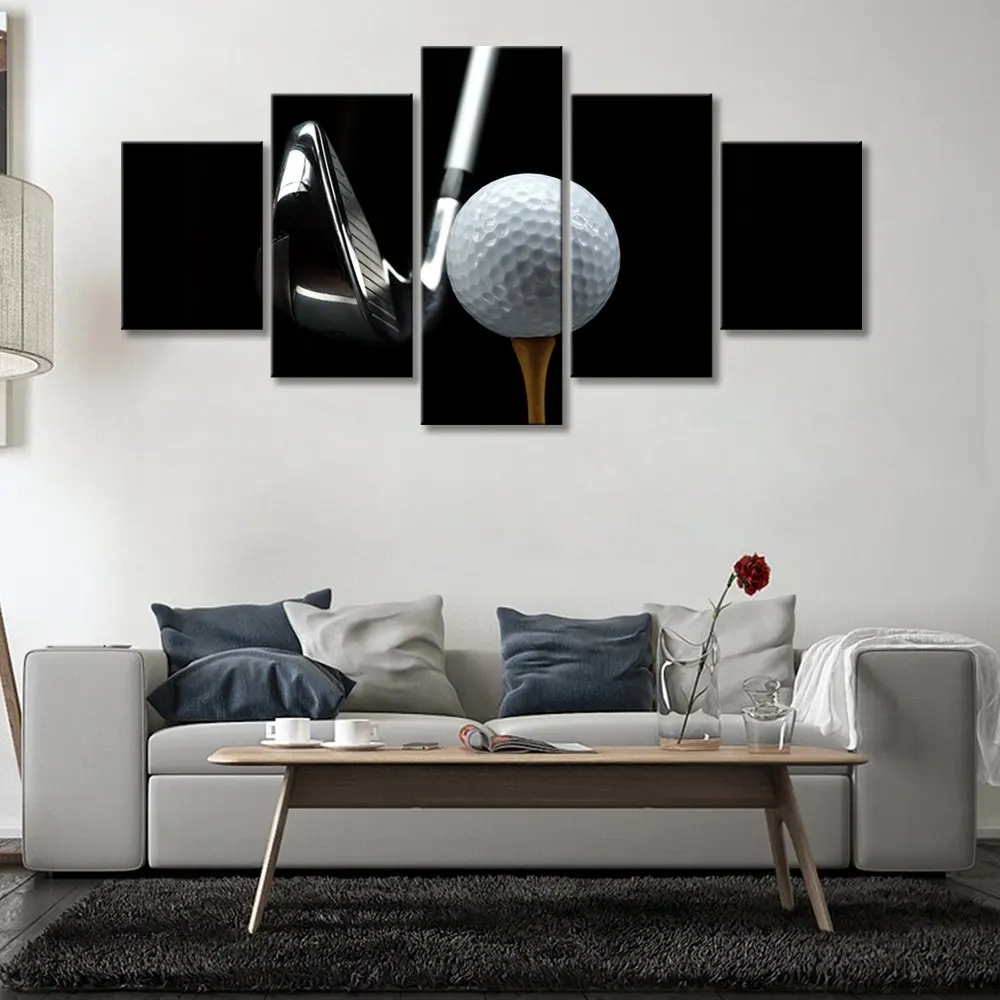 5 шт. черно белый холст настенный художественный Белый Гольф и Серебряный гольф