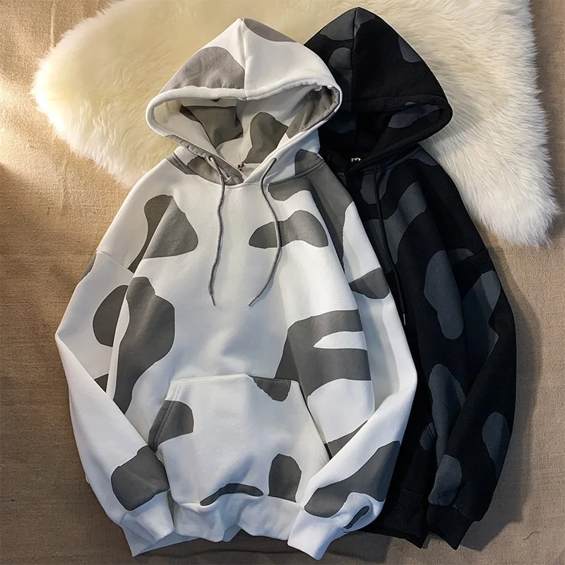 

ZOGAA Men's Hip-Hop Sweatshirt Hoodie Camouflage Streetwear Harajuku Pullover Hoodie Cotton Fleece Winter Autumn Black Hoodie