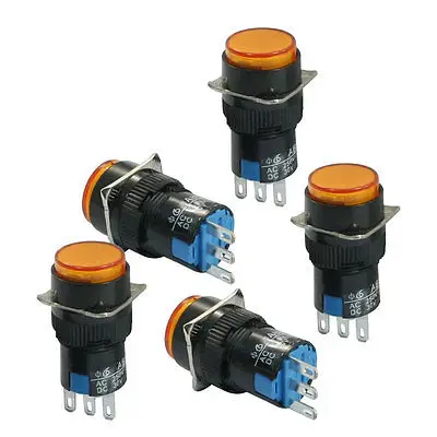 5 шт. AC250V/3A DC30V/5A 16 мм резьба Dia SPDT Мгновенный кнопочный переключатель