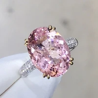 luxury oval 4ct pink diamond cz ring 925 sterling silver engagement wedding band rings for women bridal party jewelry gift