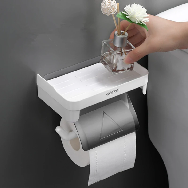 

Kitchen Bathroom Toilet Paper Holder Wall Mount Roll Tissue Storage Organizer Rack Hanging Towel Shelf Multi-function Home Rack