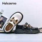 Демисезонные детские туфли принцессы на цепочке, брендовые классические туфли для маленьких девочек, детские туфли из искусственной кожи, Модные Черные Туфли Мэри Джейн на плоской подошве, новинка 2021