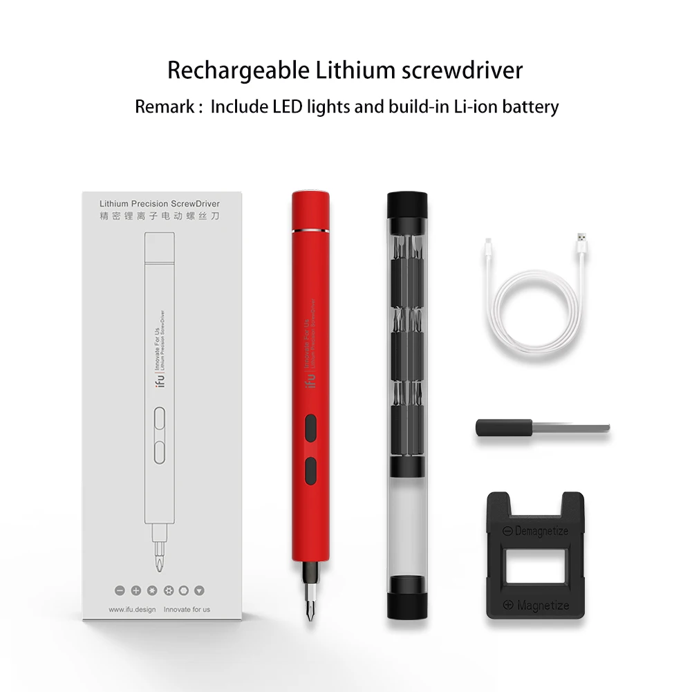 plastic red set1 IFu мини электрический беспроводной Магнитный Отвертка Инструмент Torx Hex Phillips комплект литий-ионный аккумулятор прецизионная ручная Отвертка Набор бит - Цвет: plastic red set1