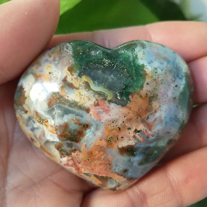 Натуральный морской Джаспер Сердечко с драгоценным камнем кристаллический