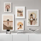 Абстрактный постер в богемном стиле для пляжа, плавающей девушки, скандинавский плакат, современная настенная Картина на холсте, декоративные картины для гостиной