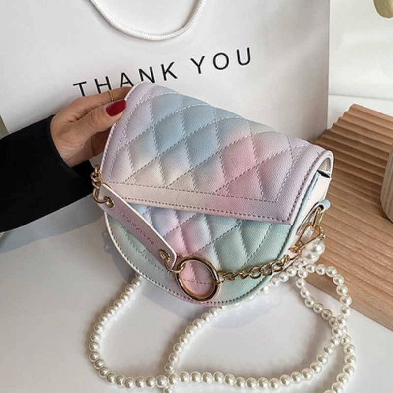 

Summer Popular Bag Female 2021 New Trendy Fashion Korean Pearl Messenger Bag Net Red Saddle Bag