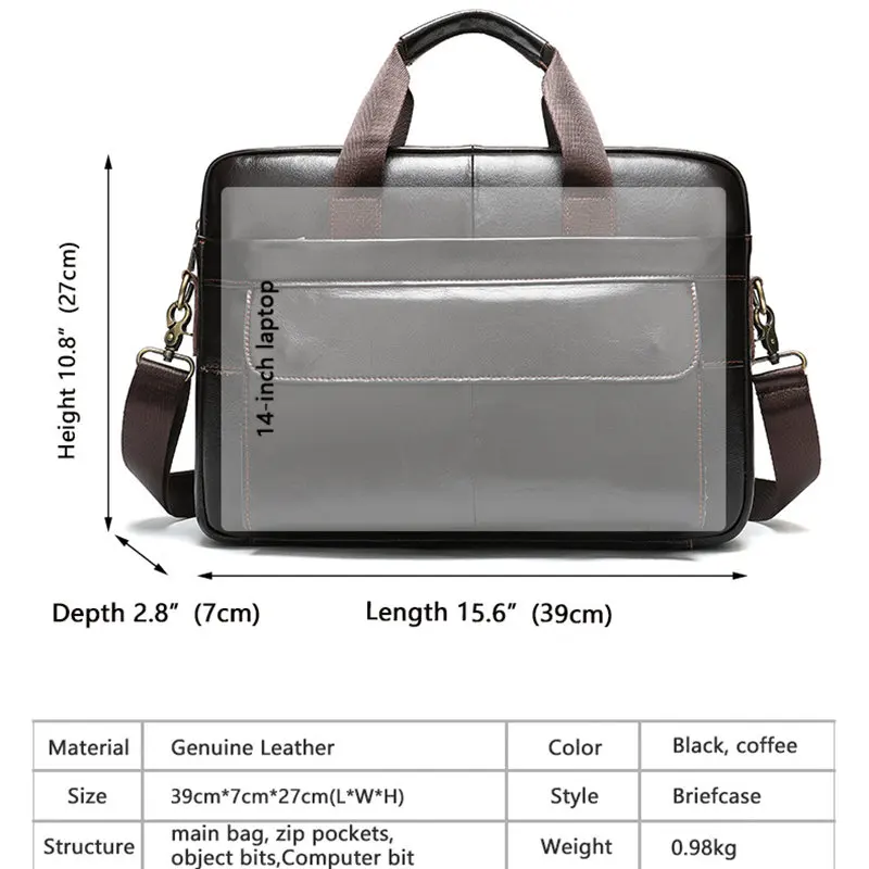 

Westal Men 's Briefcase Bag Laptop Bag Business Tote for Document Office Portable Laptop Shoulder Bag Hot Men 's Genuine Leather