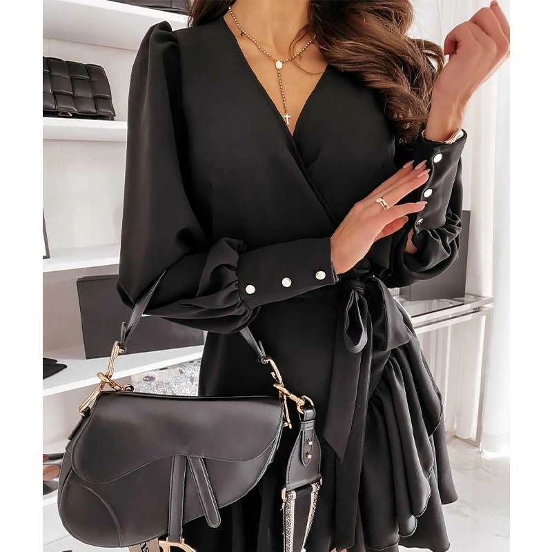

Fashion Long Sleeve Plaid Printed Floral Women's Dress 2021 Spring New Casual A-line Skirt