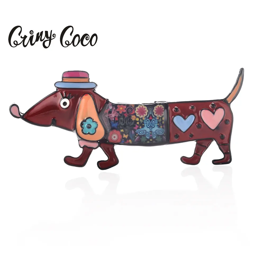 Подвески Cring Coco, красная/зеленая/фиолетовая/синяя брошь «Собака» для детей, милые таксы, эмалированные броши, джинсовые нагрудные ювелирные изделия