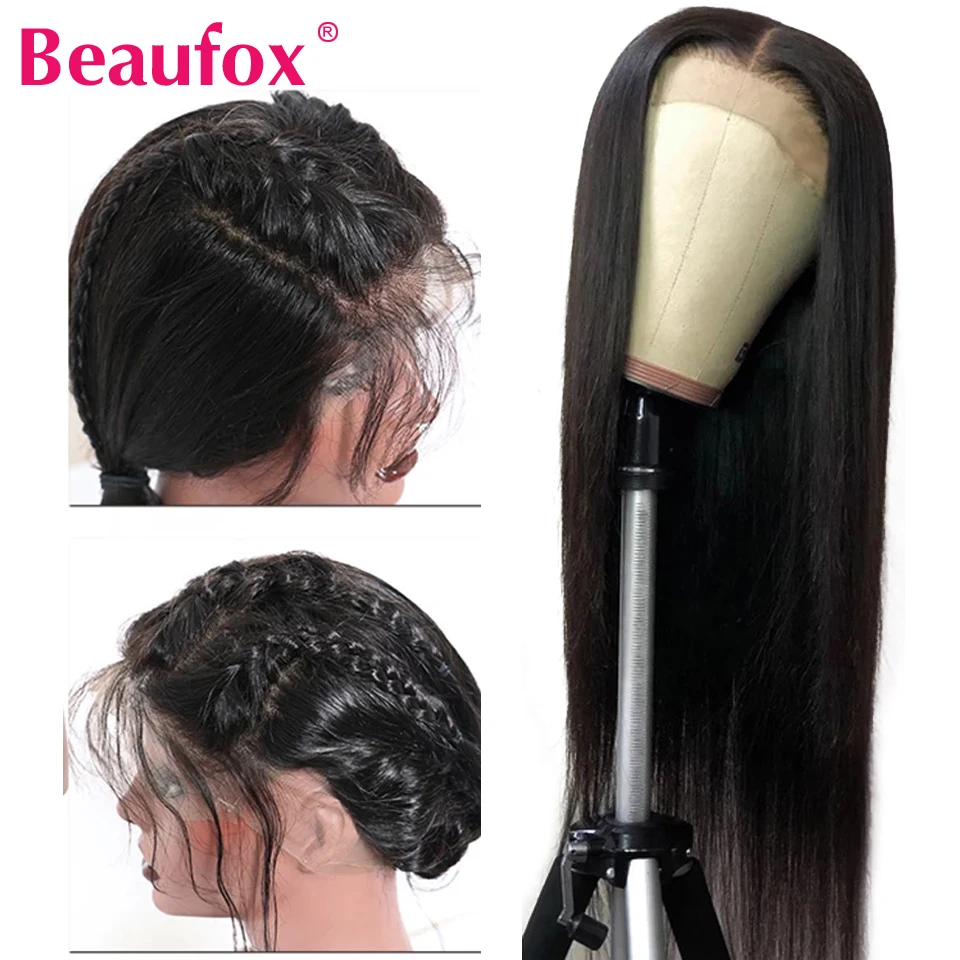 Beaufox 360, парик с фронтальной шнуровкой, индийские прямые фронтальные человеческие волосы, парики, предварительно выщипанные 360, парик с кружевом 150%, средний коэффициент Remy