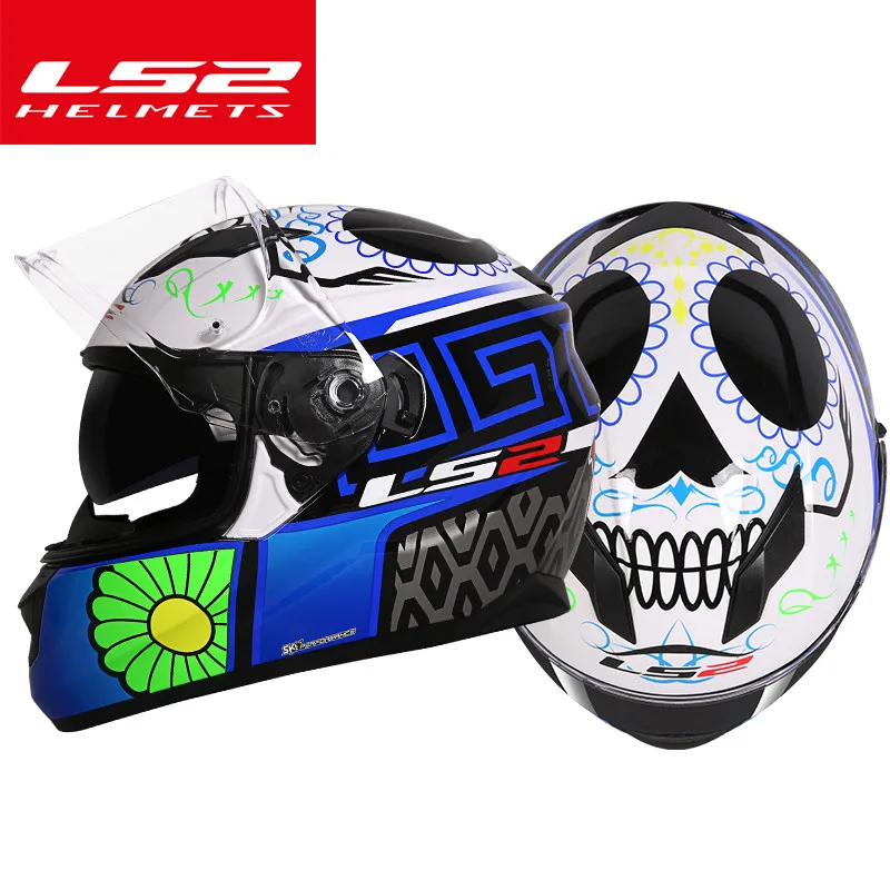 LS2 ff328 moto rcycle шлем с внутренним солнцезащитным козырьком двойной объектив Мото шлем полный шлем без подушки безопасности шлем capacete - Цвет: blue flower
