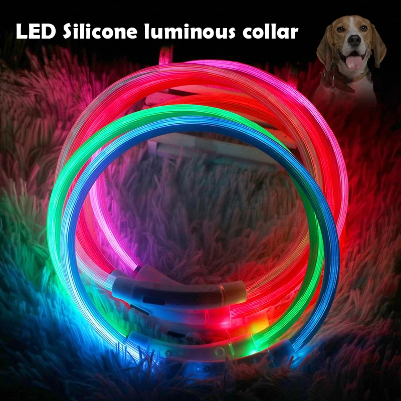 Led Usb Dog Collar Pet Dog Collar Night Dog Collars Glowing Luminous Rechargeable LED Night Safety Flashing Glow xqmg Collars