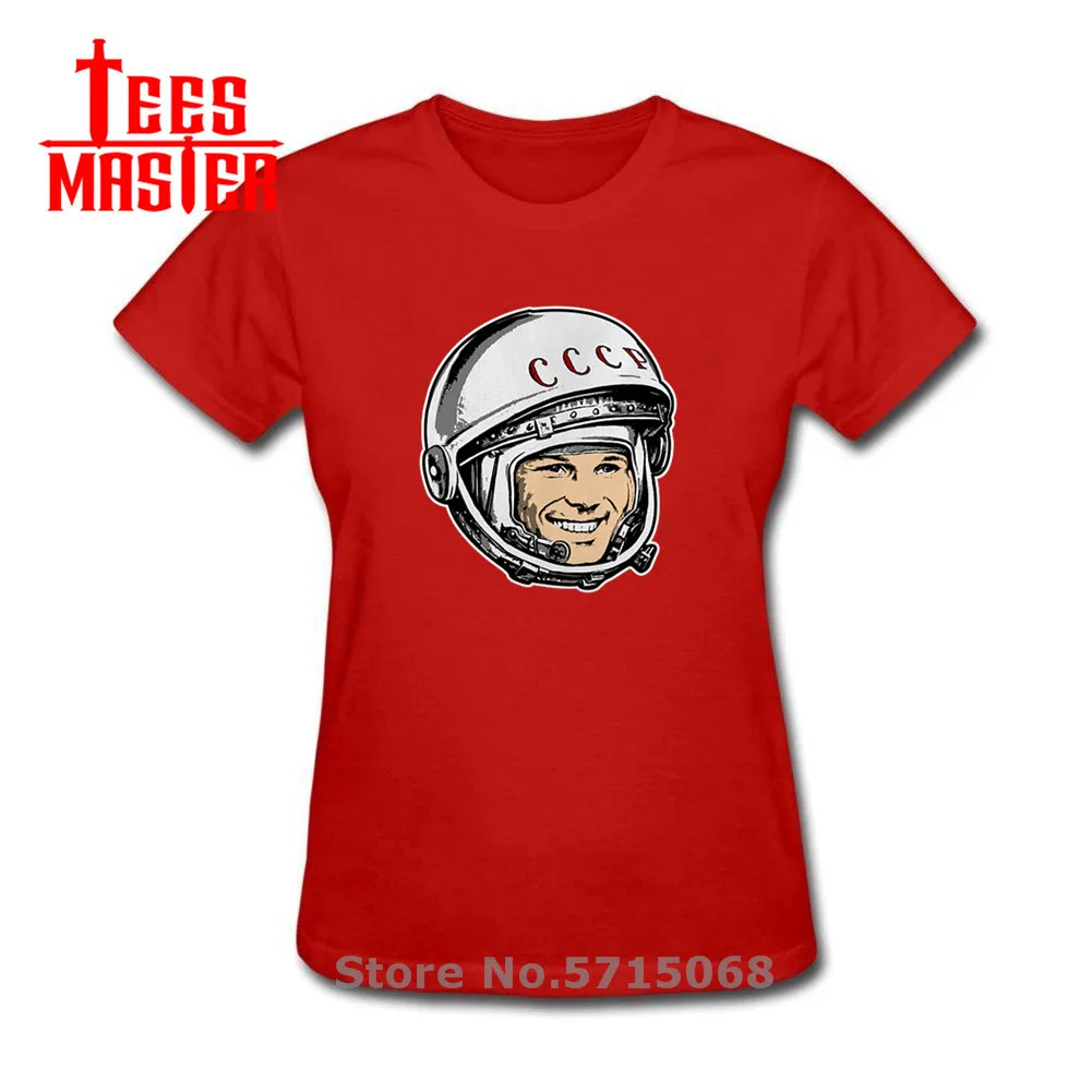 2020 Ретро футболка Юри Гагарина Женская хлопковая для космоната СССР с