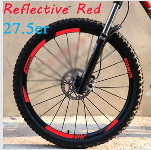27.5er Refle Red MTB обода колеса наклейки для горный велосипед замена Светоотражающие Fluo Гонки Велоспорт грязи виниловые обода наклейки - Цвет: 27.5er Refle Red