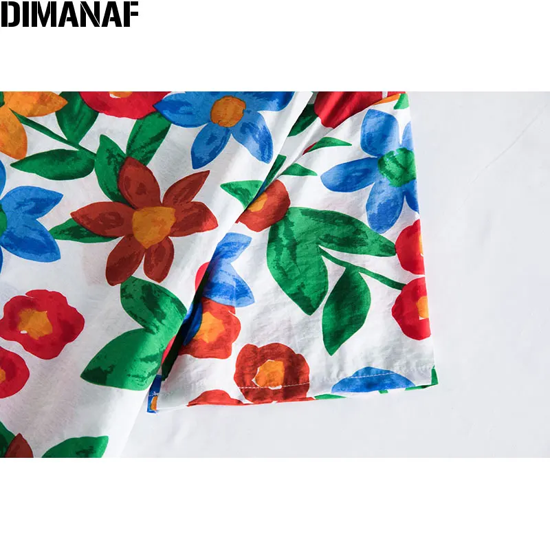 Платье-рубашка летние платья DIMANAF женское с цветочным принтом хлопковый сарафан
