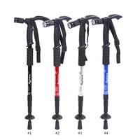4 color portable flexible anti shock telescopic hiking walking stick with led light handle folding cane crutches for the elderly