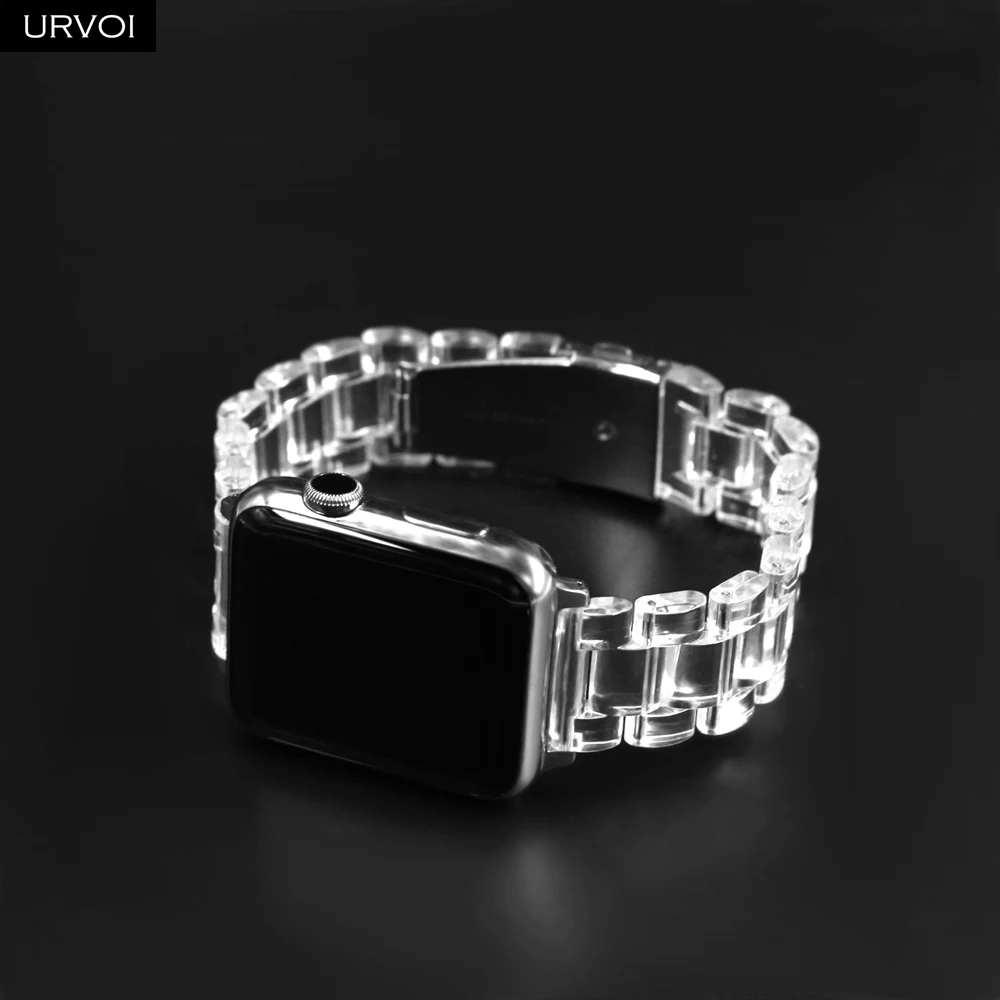 Ремешок URVOI прозрачный для Apple Watch series 7 6 SE 5 4 3 2 сменный жёсткий карамельный