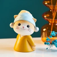 creative cat decorations cats with pearl earrings home decorations office desktop decorations holiday gifts