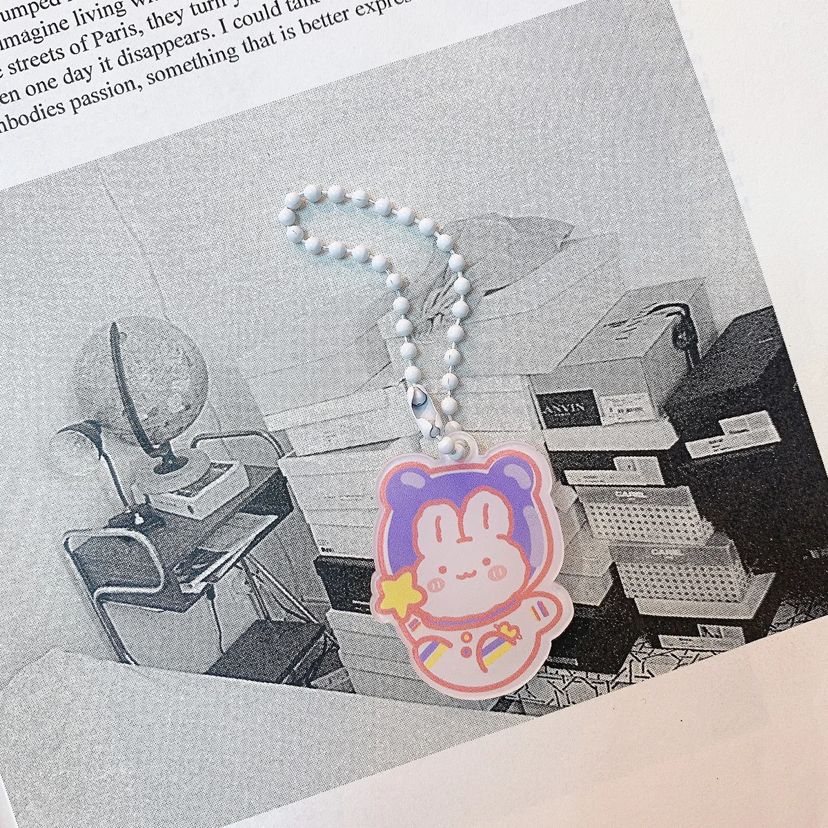 

Blue Ins Cartoon Rabbit Cute Key Chain Accessories Creative Girl Heart Bag Chain Dog Space Animal Shape Key Chain Accessories