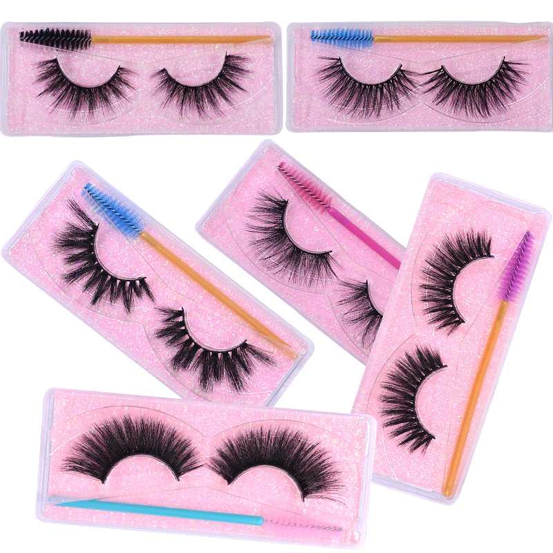 

Newest Natural 3D Cruelty Free Vegan 8D Eyelashes with Lash Spoolie Fluffy Wispie False Clis Fake Strip Lashes