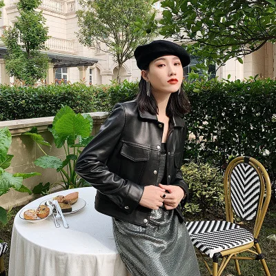 MEWE Women New Fashion Genuine Real Sheep Leather Jacket G38