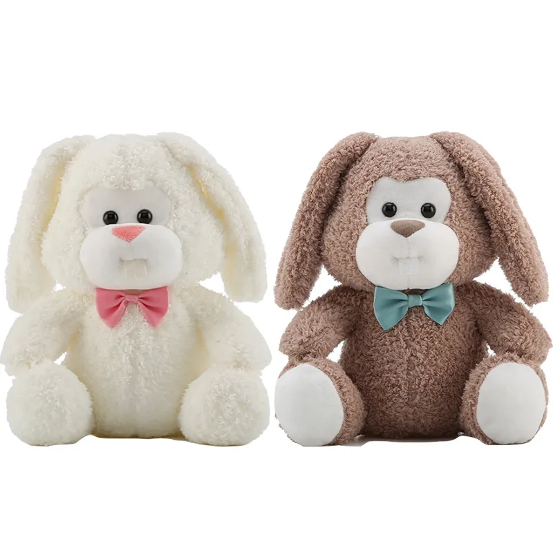 

candice guo cute plush toy lovely cartoon animal couple rabbit big teeth bow bunny soft stuffed doll birthday Christmas gift 1pc