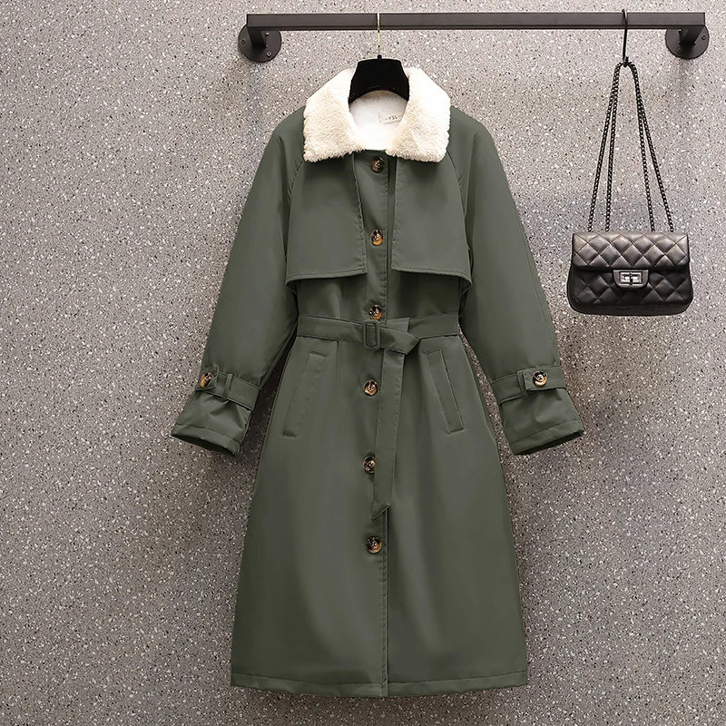 EHQAXIN Down Jacket Female 2022 Parker Cotton Padded Coat Imitation Lamb Wool Windbreaker Jacket Lace-Up Coats L-4XL