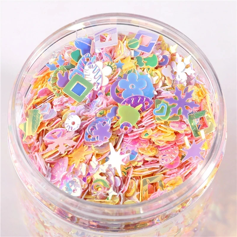 

Box Packing Nails Sequins For Craft Mixed Yellow Pink Star Heart Flower Shell Sequin Paillettes Lentejuelas For DIY Slime Filler