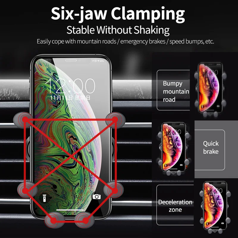 Универсальный 6 точек твердый Складной автомобильный держатель для телефона