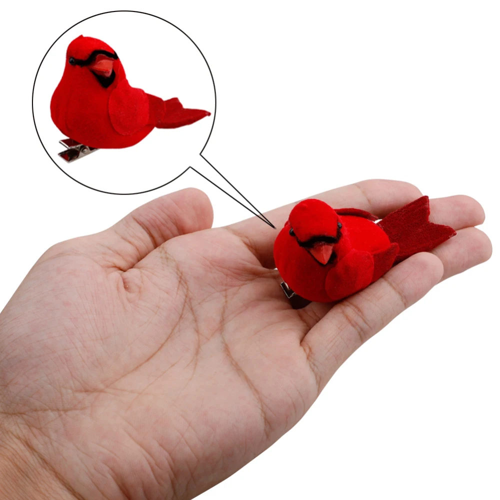 

12Pcs Lifelike Lovely Cardinal Clip On Christmas Tree Ornament Door Festival Decorations With Alligator Clips Red Artificial