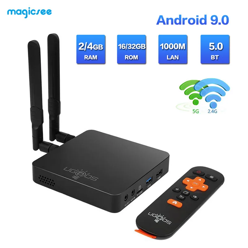ТВ приставка UGOOS AM6/AM6 PRO 4 Гб DDR4 32 ПЗУ Amlogic S922X Android 9 0 2 4G Wi Fi 1000 м LAN BT 4K HD