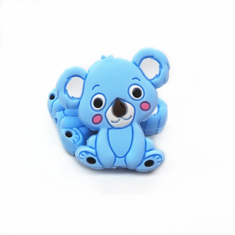 Blue Chengkai 10 шт силиконовый Прорезыватель для зубов в форме единорога бусины DIY животное детский Прорезыватель для зубов Монтессори мультфильм ювелирные изделия игрушка изготовление Пингвин бусины - Цвет: Blue