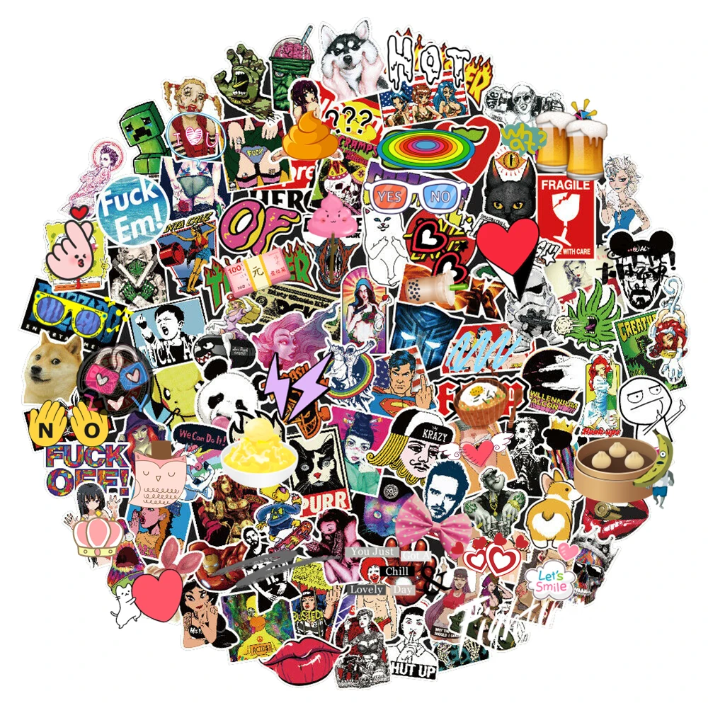 

100PCS Random Skateboard Fashion Brand Logo Waterproof Sticker For Luggage Car Guaitar Skateboard Phone Laptop Bicycle Stickers
