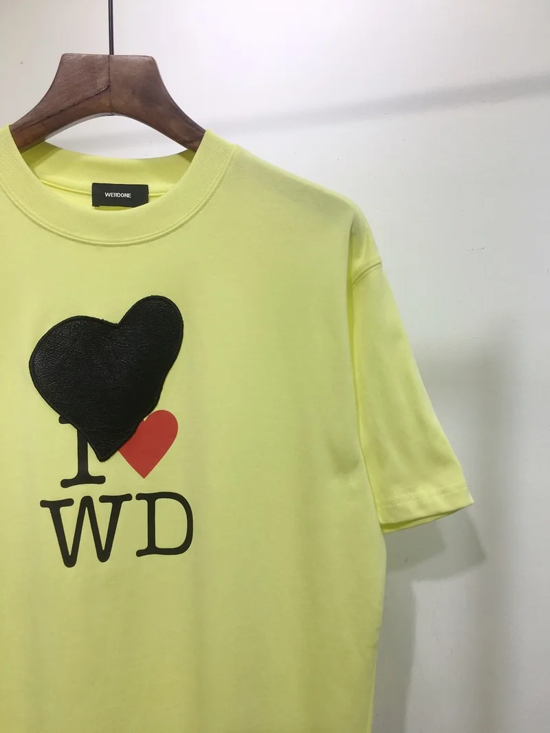 

WE11 DONE T-shirt Men Women Letter Heart Print Round-necked Short-sleeved T-shirt Comfortable Loose Simple Casual Cotton T-shirt