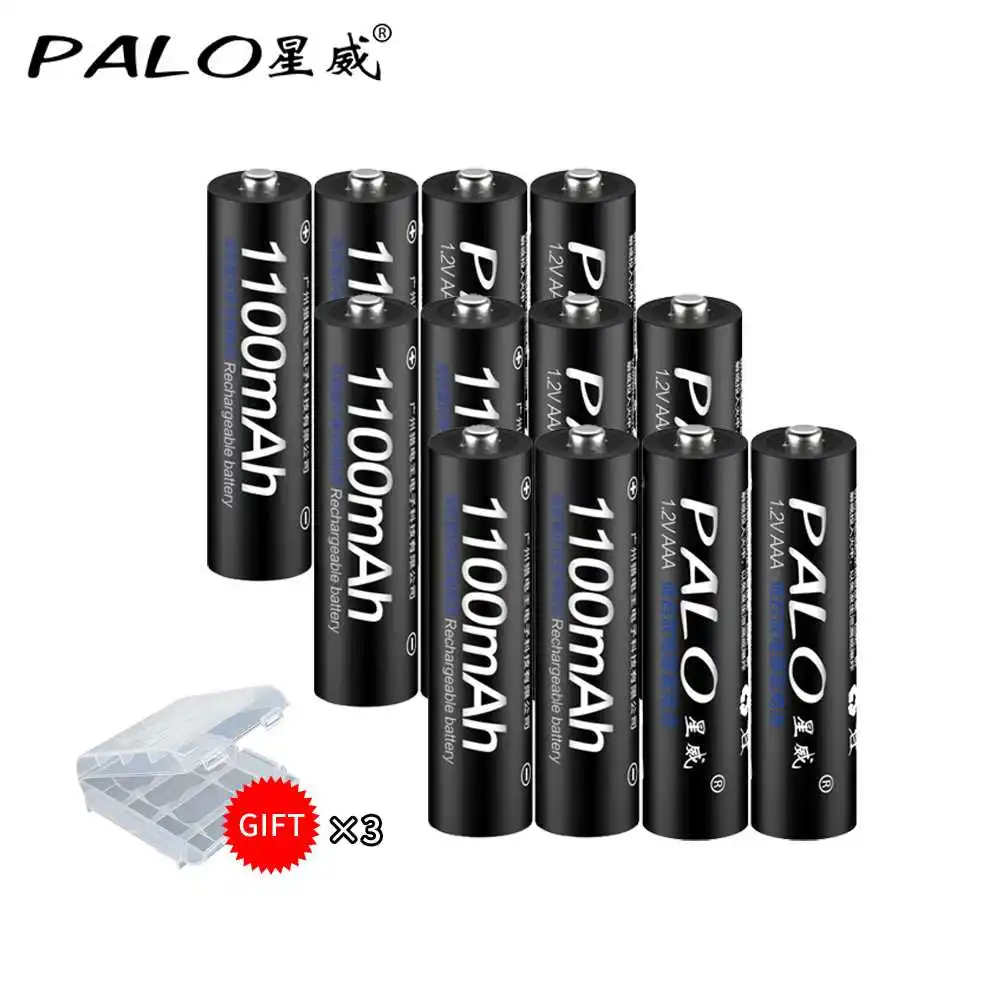 2 шт./лот PALO ni-mh AAA батарея 1100mAh 1,2 V перезаряжаемые батареи 3A Аккумуляторы для игрушек дистанционного управления, игрушки для камеры