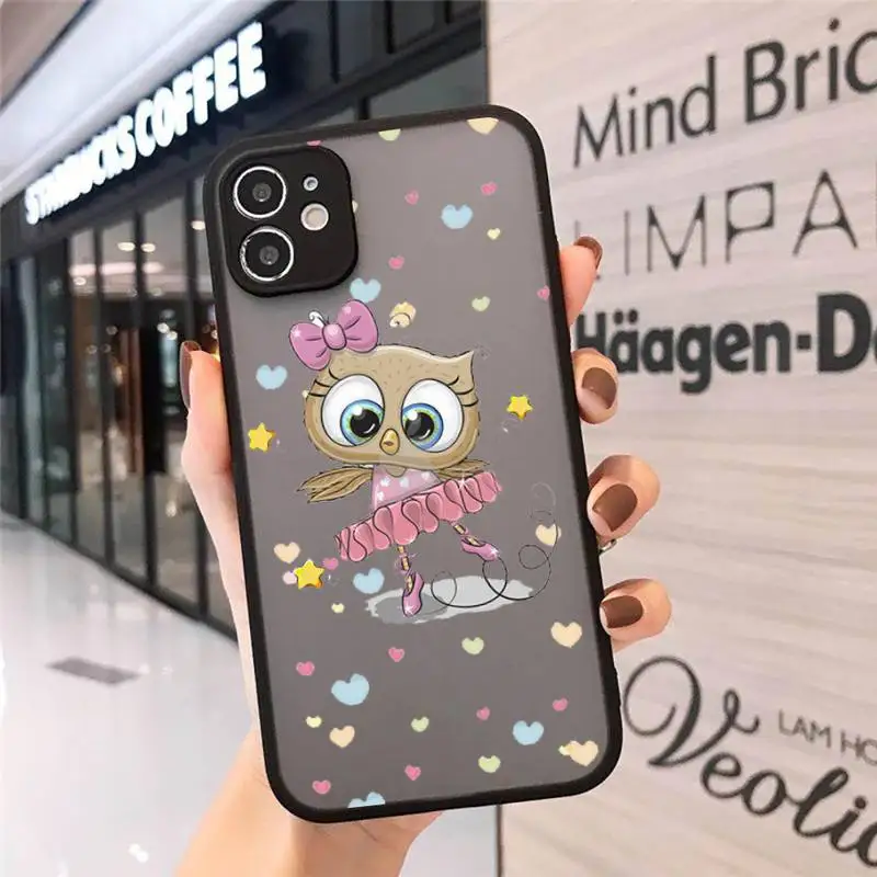 

Baby Cute Owl cartoon Phone Cases Matte Transparent for iPhone 7 8 11 12 s mini pro X XS XR MAX Plus cover funda