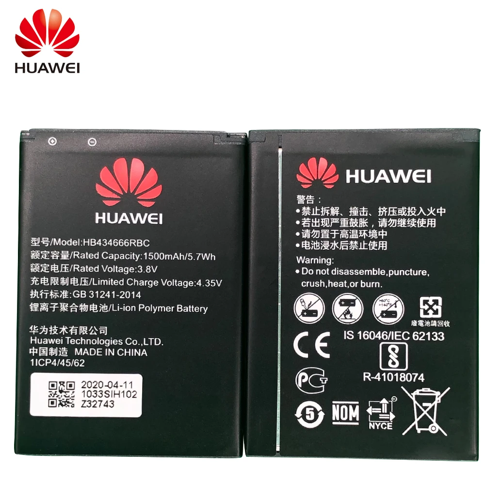 

100% Original HUAWEI HB434666RBC For Huawei Router E5573 E5573S E5573s-32 E5573s-320 E5573s-606 -806 1500mAh Battery Smart Phone