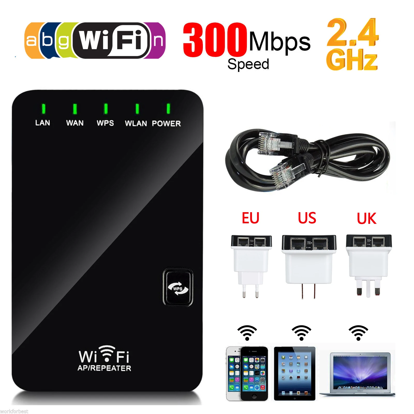 Мини Беспроводной Wi-Fi ретранслятор WiFi усилитель дальности повторитель 300 м Wifi