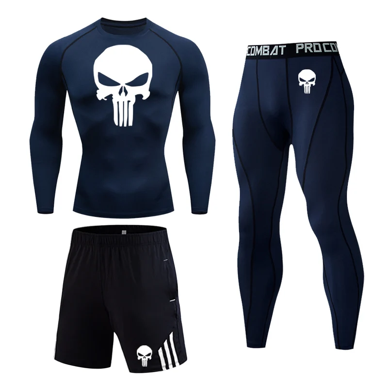 Мужской спортивный костюм с длинным рукавом черная футболка черепом спортивные