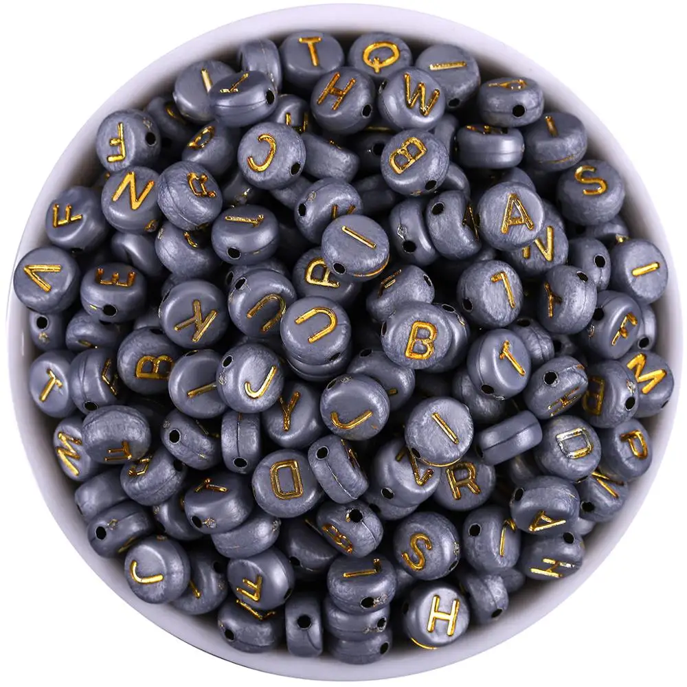 100 шт./лот серебристо серые золотистые буквы круглый плоский Алфавит/буквы