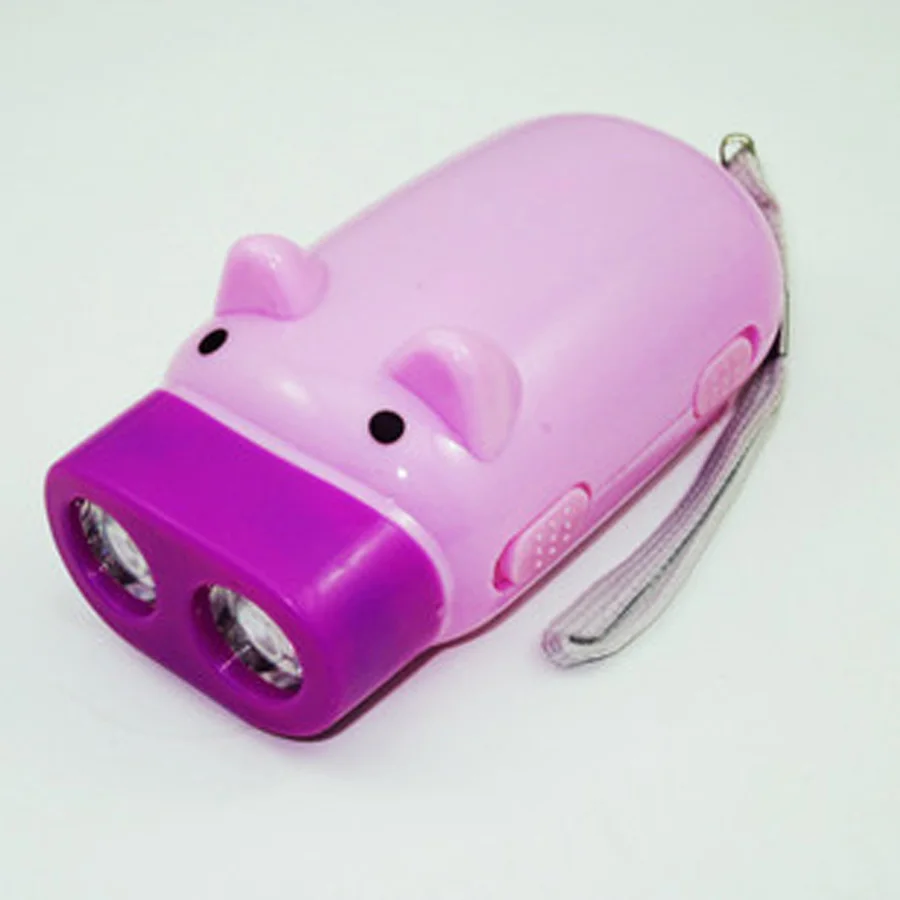 

Mini cute pig hand press double-sided flashlight hand held portable power flashlight A197