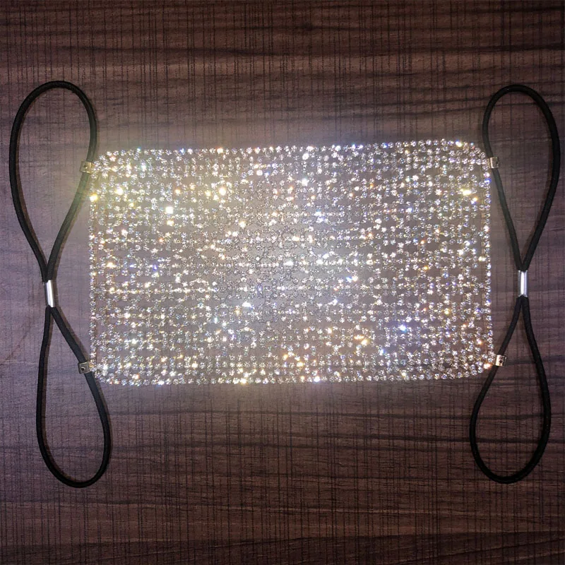 Роскошный блестящий чехол для лица с кристаллами женщин Модный Регулируемый