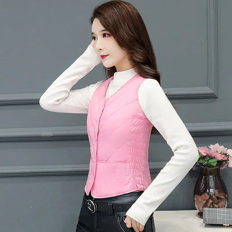 Женская куртка жилет осенне-зимняя пуховая подкладка с хлопковой подкладкой